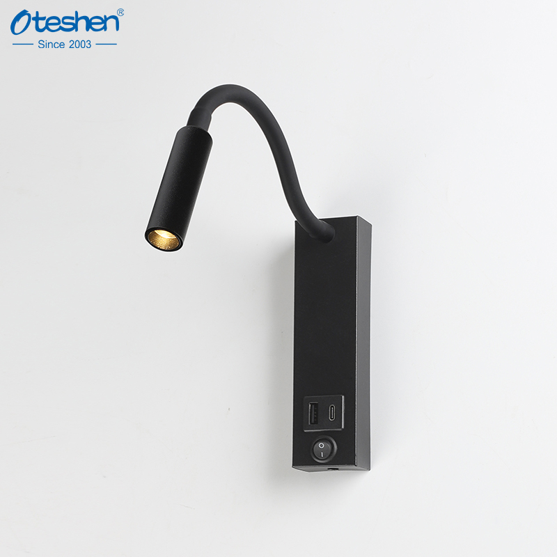 Lampka nocna LED do czytania z elastyczną regulowaną rurką, aluminiowa powłoka przeciwodblaskowa, możliwość ładowania przez USB typu C LDG2120-3 LCG2130-3