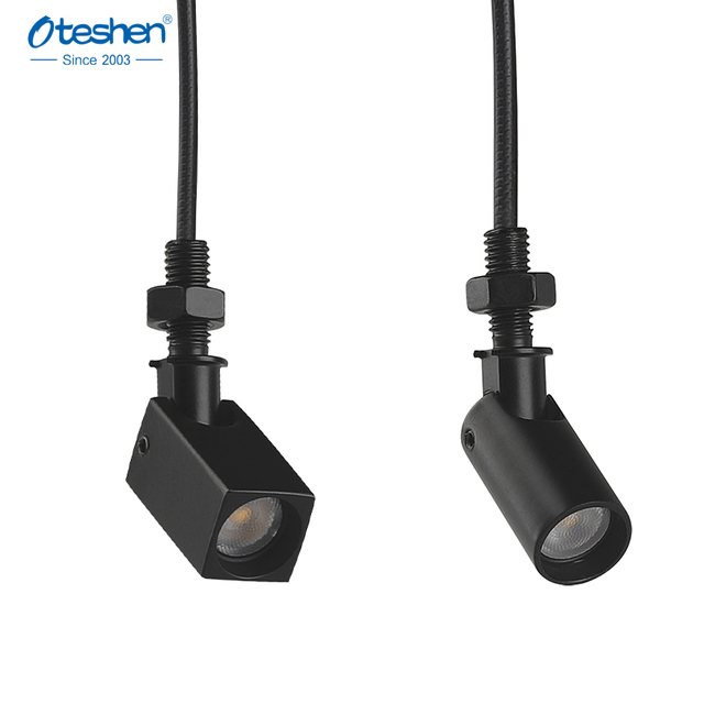 1W 24&deg; Mini CRI90 aluminium LED kabinet spotlight, 7 mm udsk&aelig;ring 12V/24V lavsp&aelig;ndings vitrinelys Oteshen LCG1710-1 LCG1710S-1