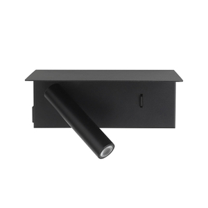 Lampada da parete a LED per lettura da comodino con ripiano portaoggetti, ricarica USB di tipo C - Oteshen LBD3920C-2 Lampada da parete in alluminio da 2 W