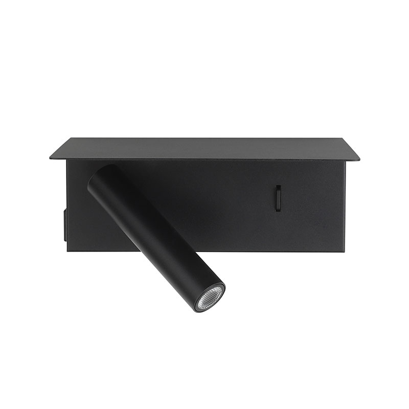 LED โคมไฟติดผนังอ่านหนังสือข้างเตียงพร้อมชั้นวางของ USB Type-C ชาร์จ - Oteshen LBD3920C-2 2W อลูมิเนียม Wall Sconce
